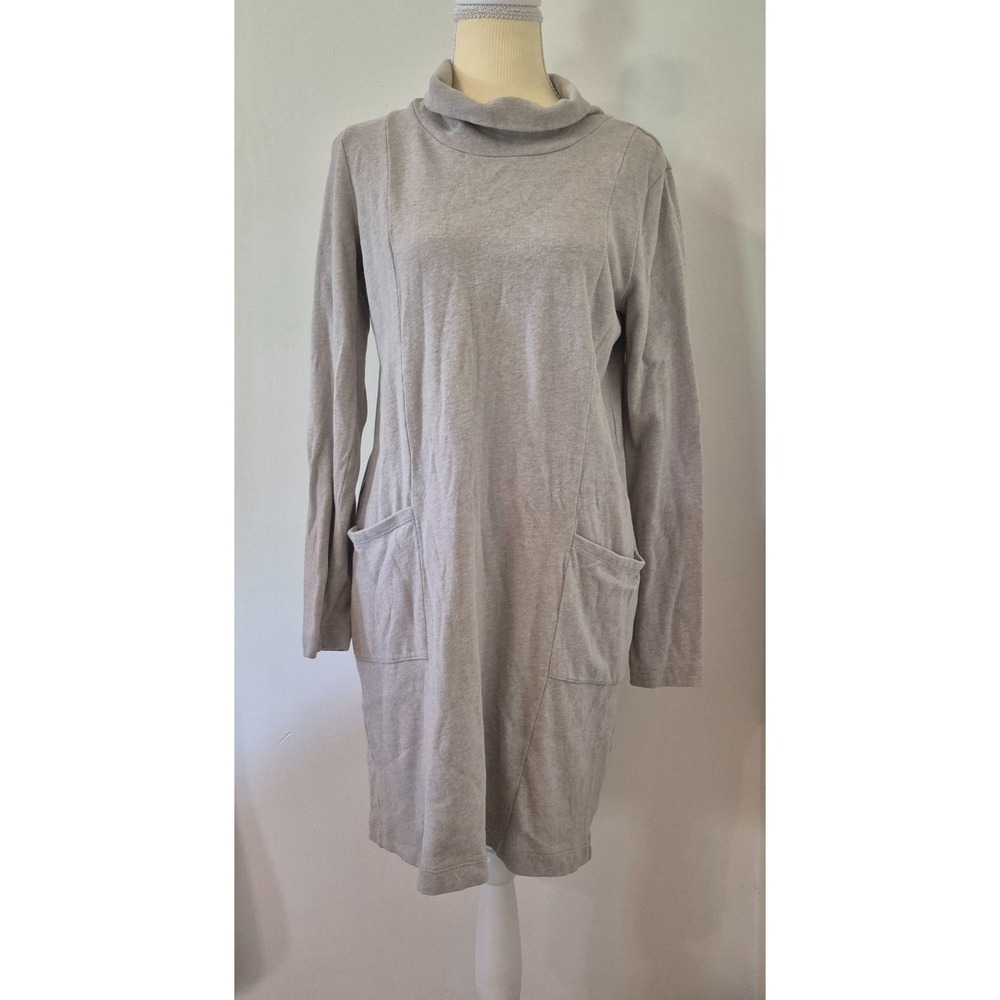 J. Jill Cowl Neck Tunic Dress Size XS Cotton Soft Touch Knit Pockets Minimalist